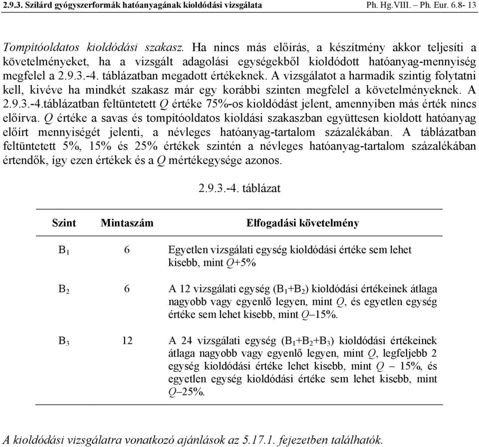 A vizsgálatot a harmadik szintig folytatni kell, kivéve ha mindkét szakasz már egy korábbi szinten megfelel a követelményeknek. A 2.9.3.-4.