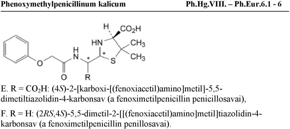 dimetiltiazolidin-4-karbonsav (a fenoximetilpenicillin penicillosavai), F.