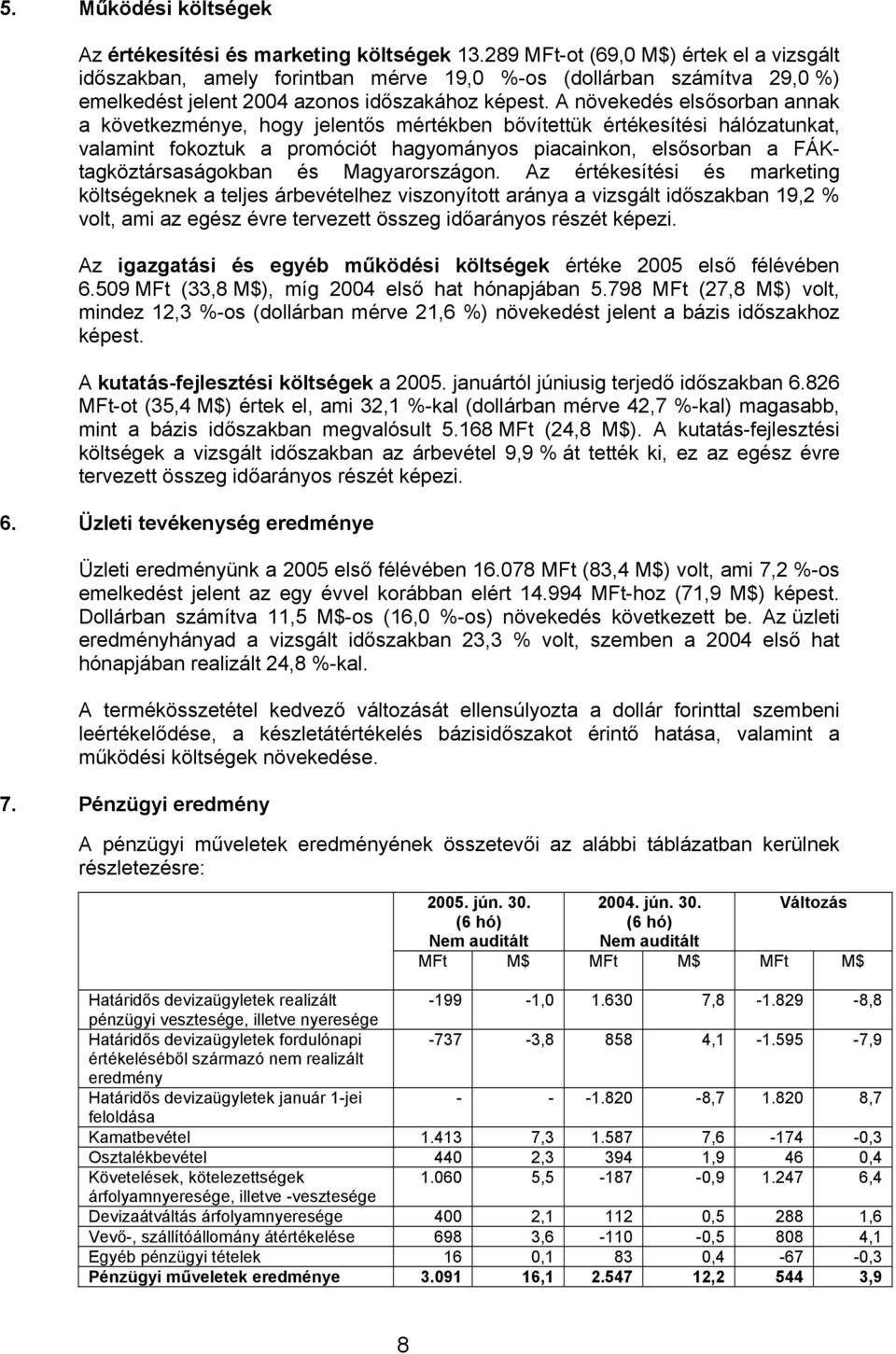 A növekedés elsősorban annak a következménye, hogy jelentős mértékben bővítettük értékesítési hálózatunkat, valamint fokoztuk a promóciót hagyományos piacainkon, elsősorban a FÁKtagköztársaságokban