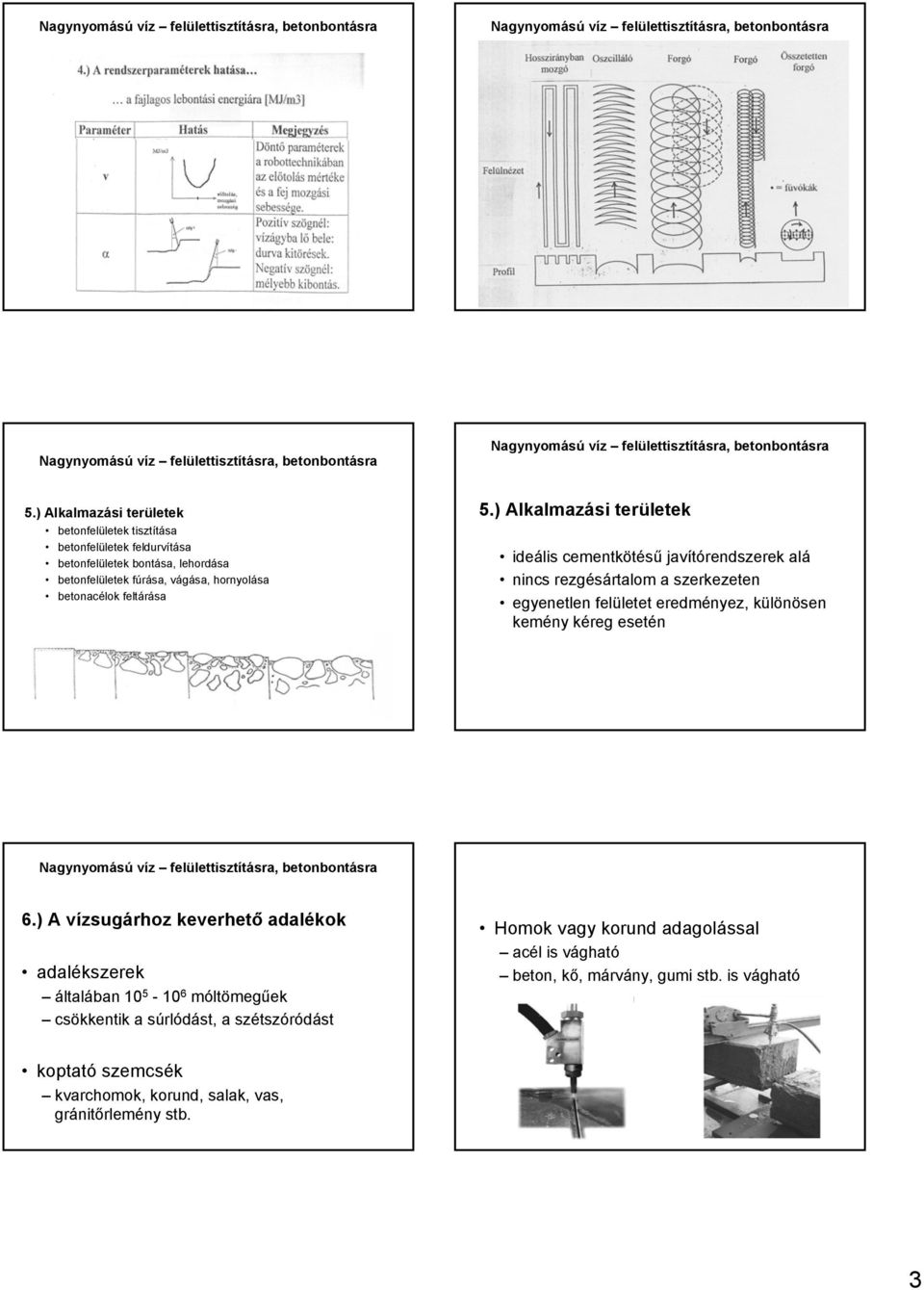 ) Alkalmazási területek ideális cementkötésű javítórendszerek alá nincs rezgésártalom a szerkezeten egyenetlen felületet eredményez, különösen kemény kéreg