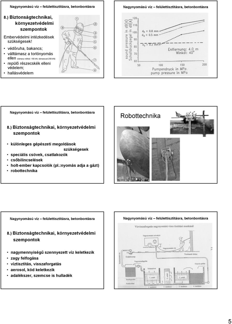 ) Biztonságtechnikai, környezetvédelmi szempontok különleges gépészeti megoldások szükségesek speciális csövek, csatlakozók csőbilincselések holt-ember