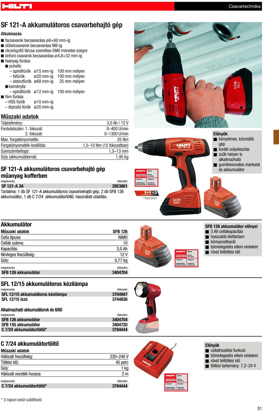 ø10 mm-ig lépcsõs fúrók ø20 mm-ig / 12 V 0 400 U/min 2.