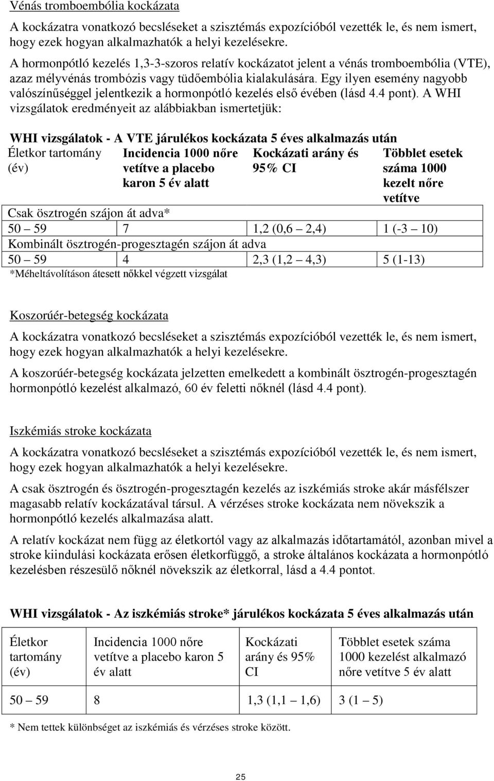 Egy ilyen esemény nagyobb valószínűséggel jelentkezik a hormonpótló kezelés első évében (lásd 4.4 pont).