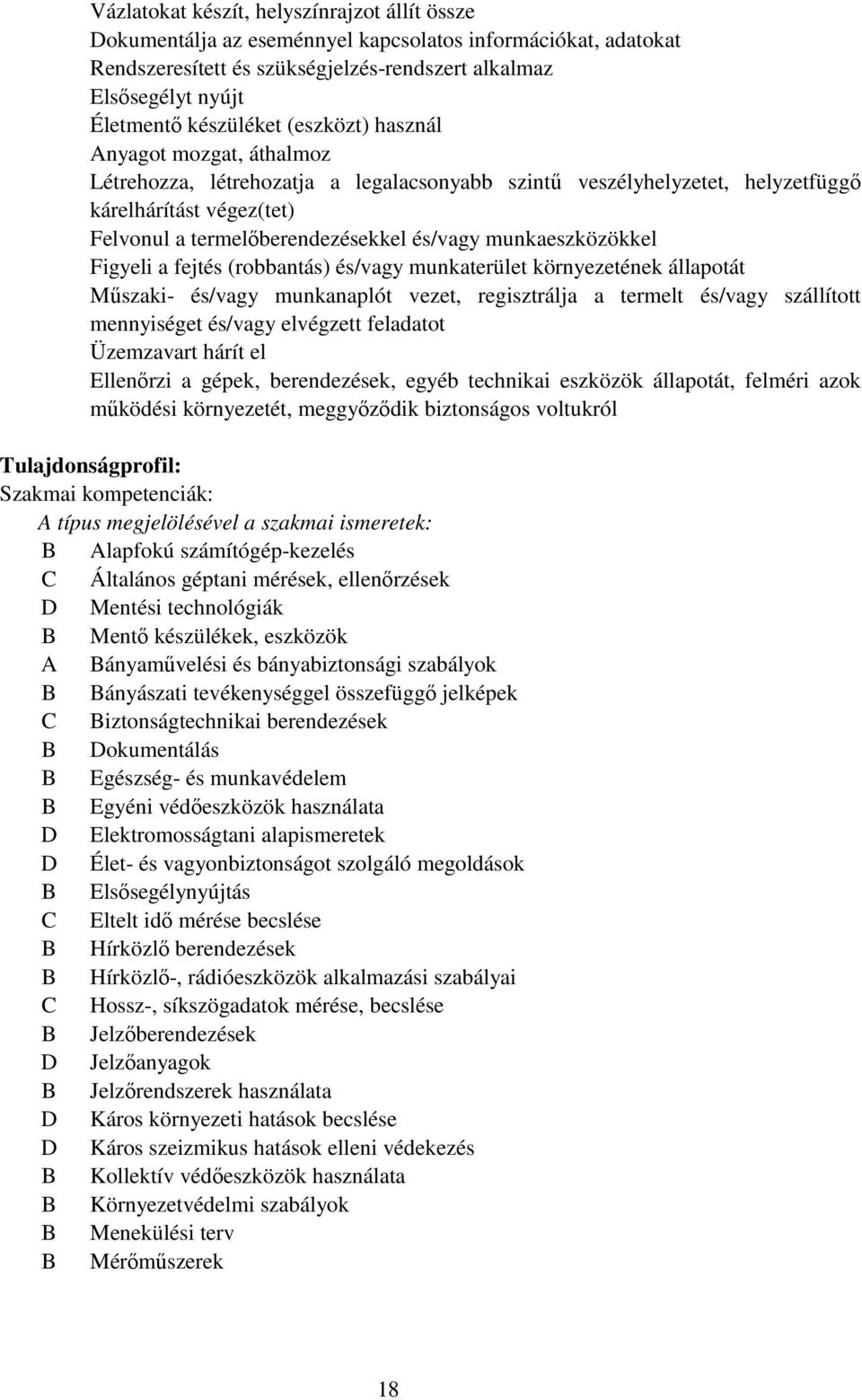 munkaeszközökkel Figyeli a fejtés (robbantás) és/vagy munkaterület környezetének állapotát Műszaki- és/vagy munkanaplót vezet, regisztrálja a termelt és/vagy szállított mennyiséget és/vagy elvégzett