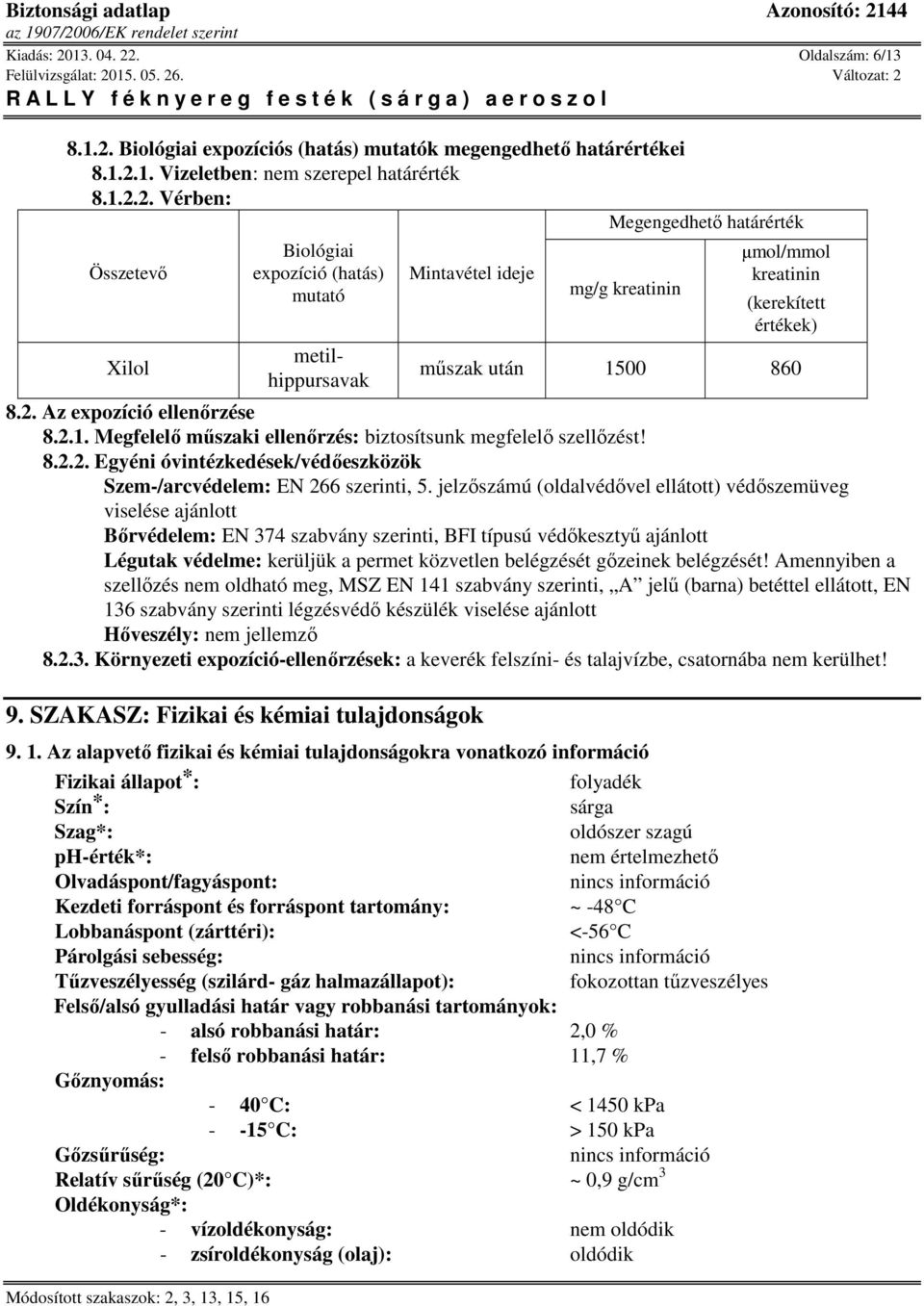 . Oldalszám: 6/13 8.1.2.