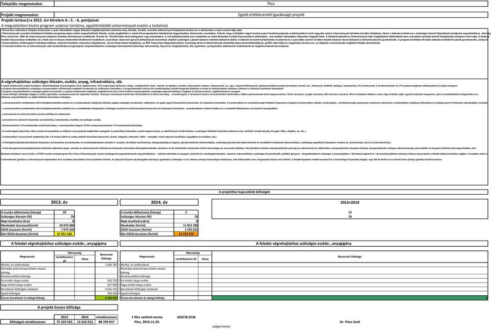 időszakban magas létszámú foglalkoztatottal valósulna meg. Iskolák, óvodák, szociális intézmények felújítására kerülne sor a elsősorban a nyári szünet ideje alatt.