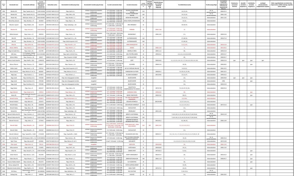 196 14.;15.;24.; 2006.11.09 SZALON 2565 Mester Kkt. 9028 Győr, Richter u. 9. 08-03-002002 29694525-4542-211-08 Pápa, Munkás u. 2. MŰANYAG NYÍLÁSZÁRÓ 40 14.;13.;15.; kiskereskedele005.11.05 H-P: 9.