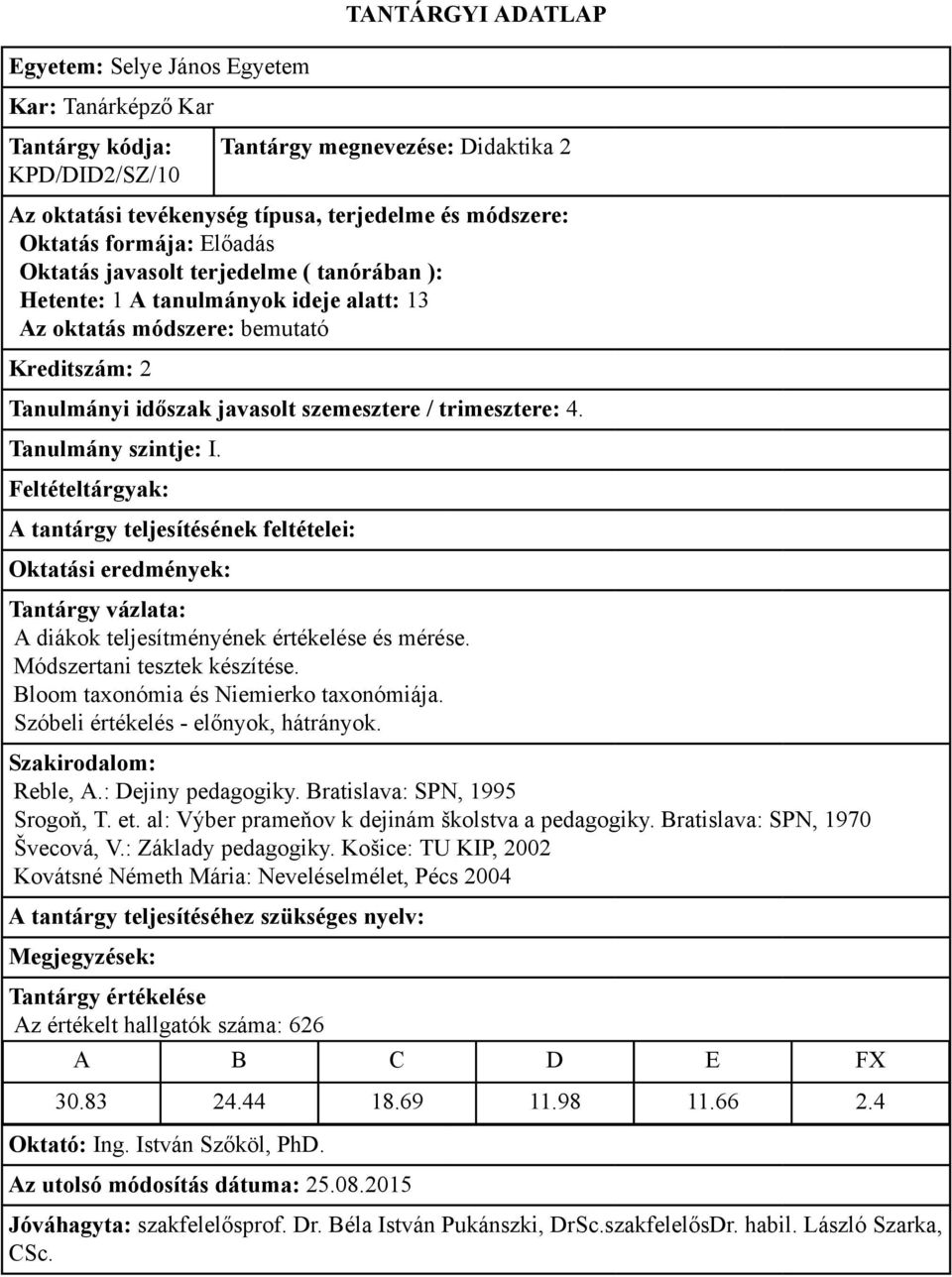 Reble, A.: Dejiny pedagogiky. Bratislava: SPN, 1995 Srogoň, T. et. al: Výber prameňov k dejinám školstva a pedagogiky. Bratislava: SPN, 1970 Švecová, V.: Základy pedagogiky.