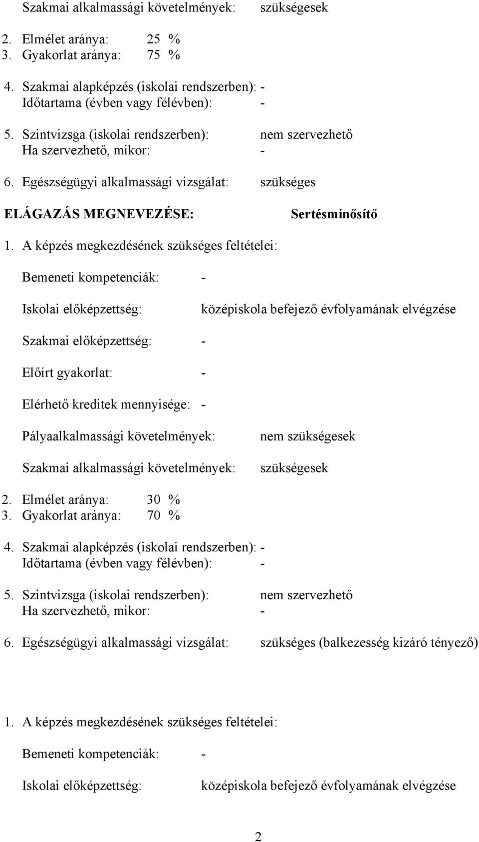 A képzés megkezdésének szükséges feltételei: Bemeneti kompetenciák: - Iskolai előképzettség: középiskola befejező évfolyamának elvégzése Szakmai előképzettség: - Előírt gyakorlat: - Elérhető kreditek