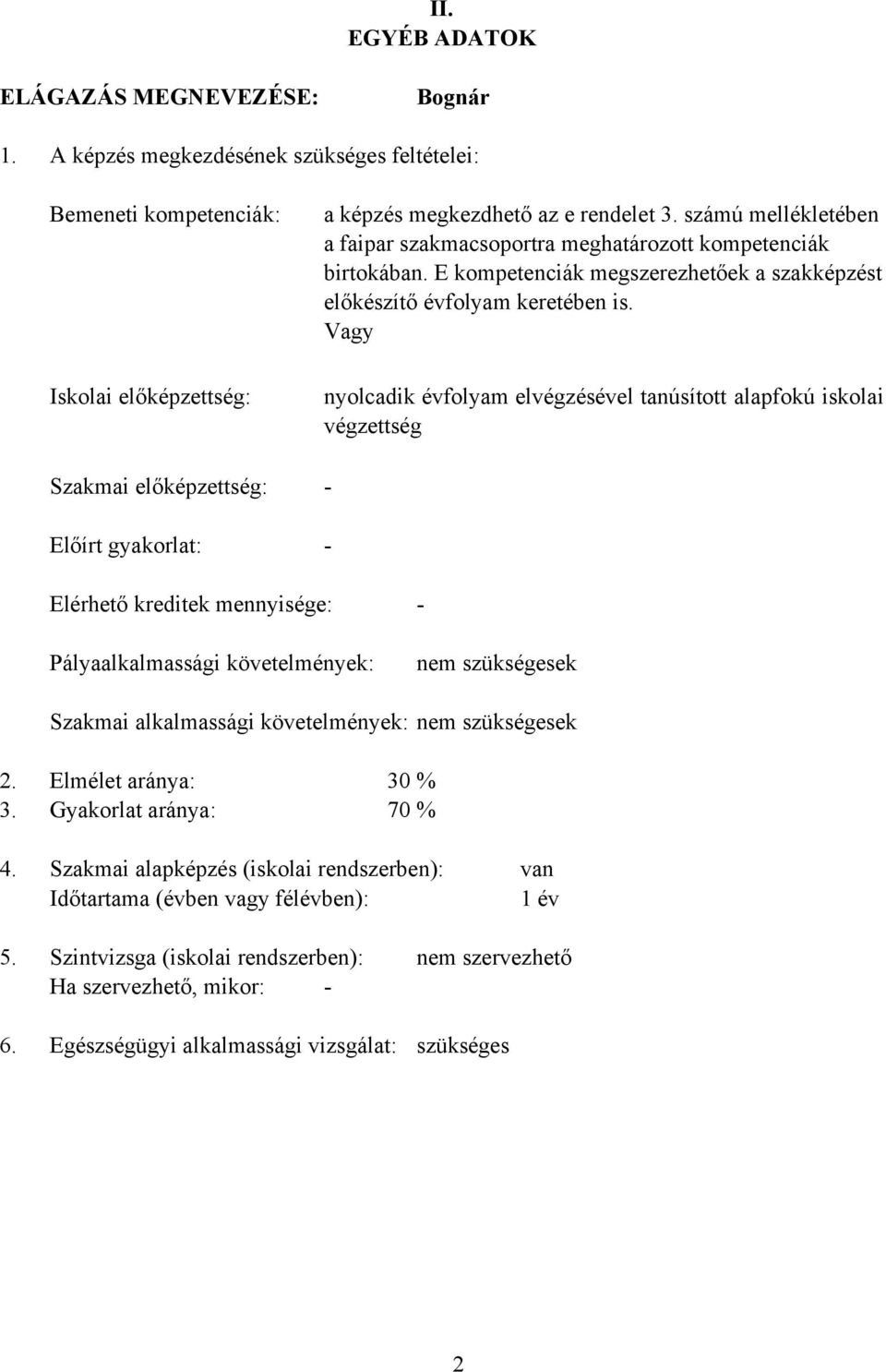 számú mellékletében a faipar szakmacsoportra meghatározott kompetenciák birtokában. E kompetenciák megszerezhetőek a szakképzést előkészítő évfolyam keretében is.