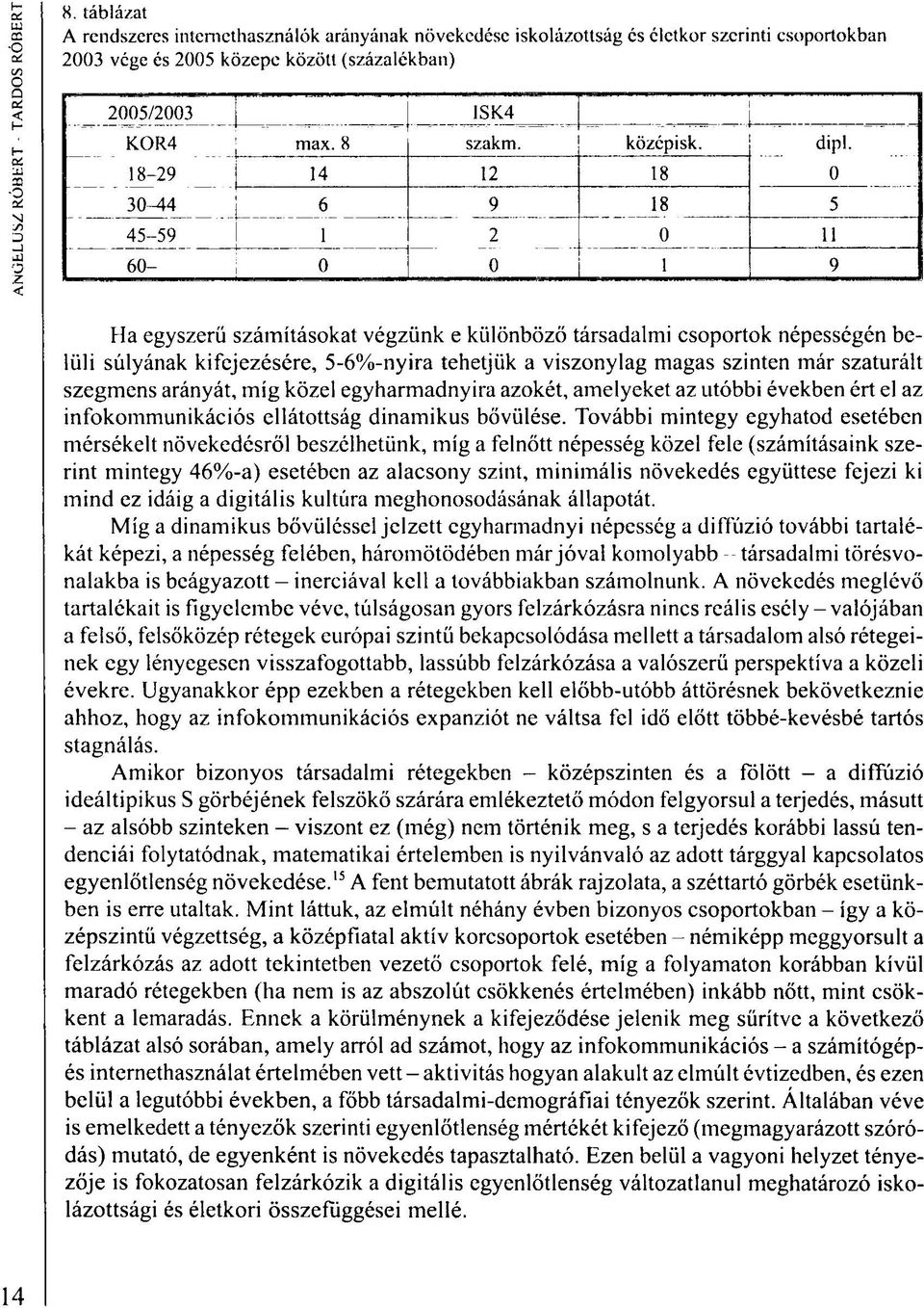 viszonylag magas szinten már szaturált szegmens arányát, míg közel egyharmadnyira azokét, amelyeket az utóbbi években ért el az infokommunikációs ellátottság dinamikus bővülése.