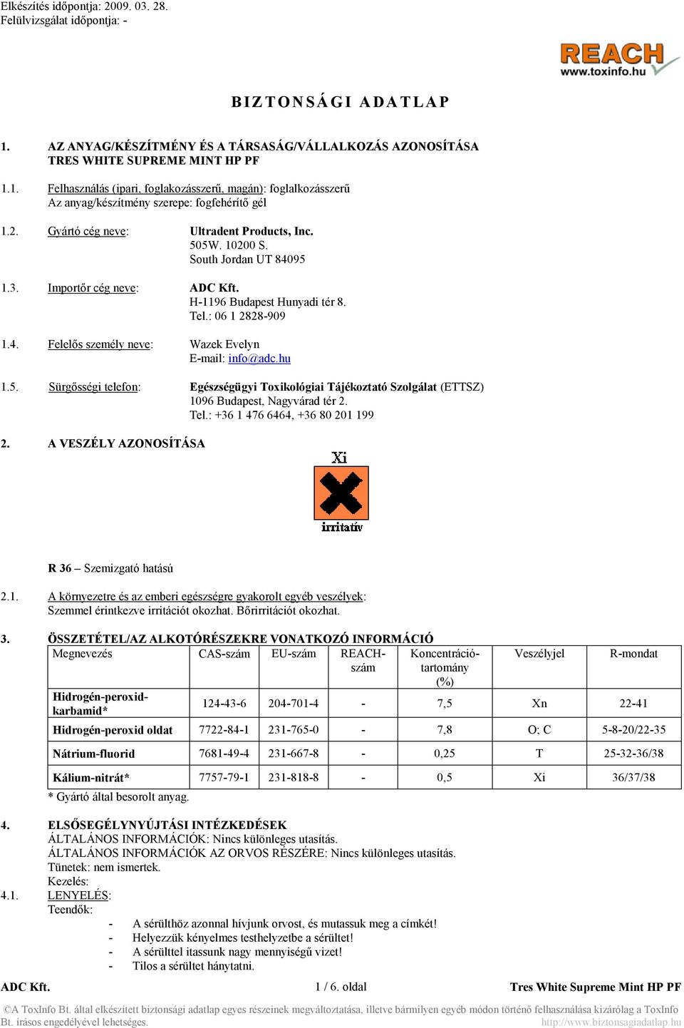 hu 1.5. Sürgősségi telefon: Egészségügyi Toxikológiai Tájékoztató Szolgálat (ETTSZ) 1096 Budapest, Nagyvárad tér 2. Tel.: +36 1 476 6464, +36 80 201 199 2.