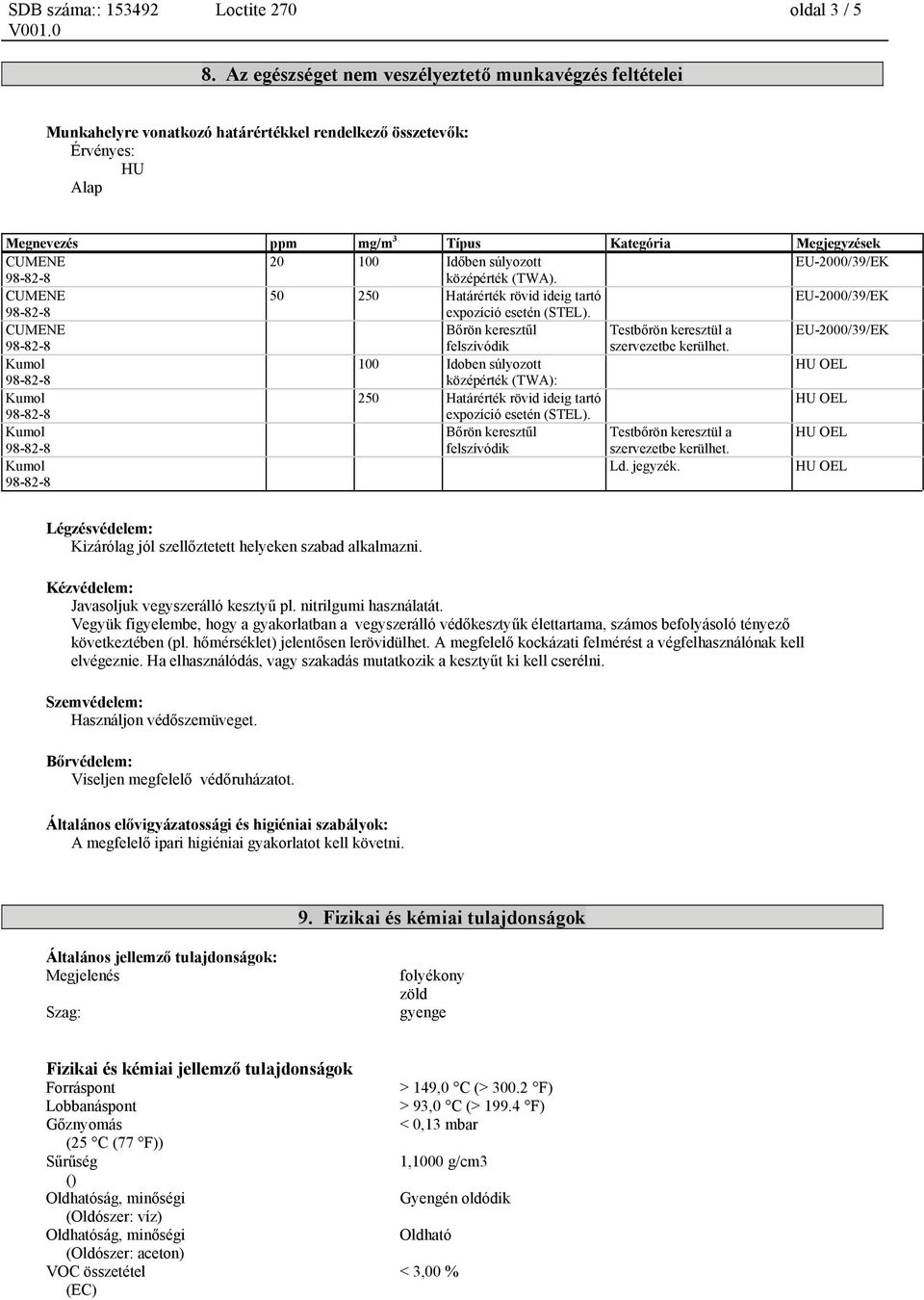 súlyozott EU-2000/39/EK középérték (TWA). 50 250 Határérték rövid ideig tartó EU-2000/39/EK expozíció esetén (STEL).