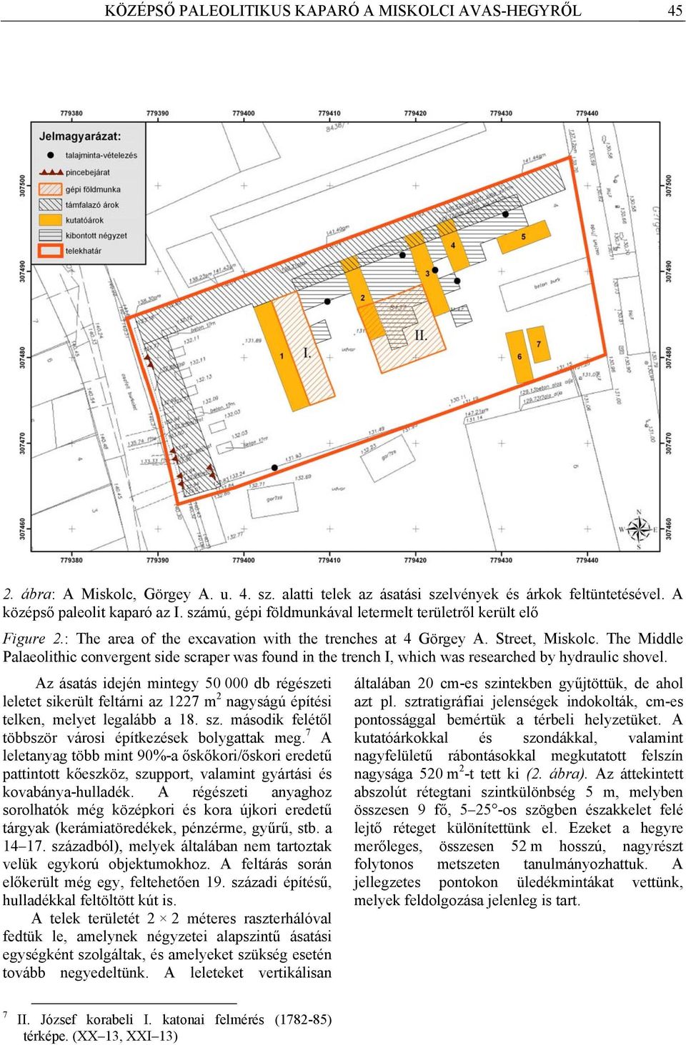 The Middle Palaeolithic convergent side scraper was found in the trench I, which was researched by hydraulic shovel.