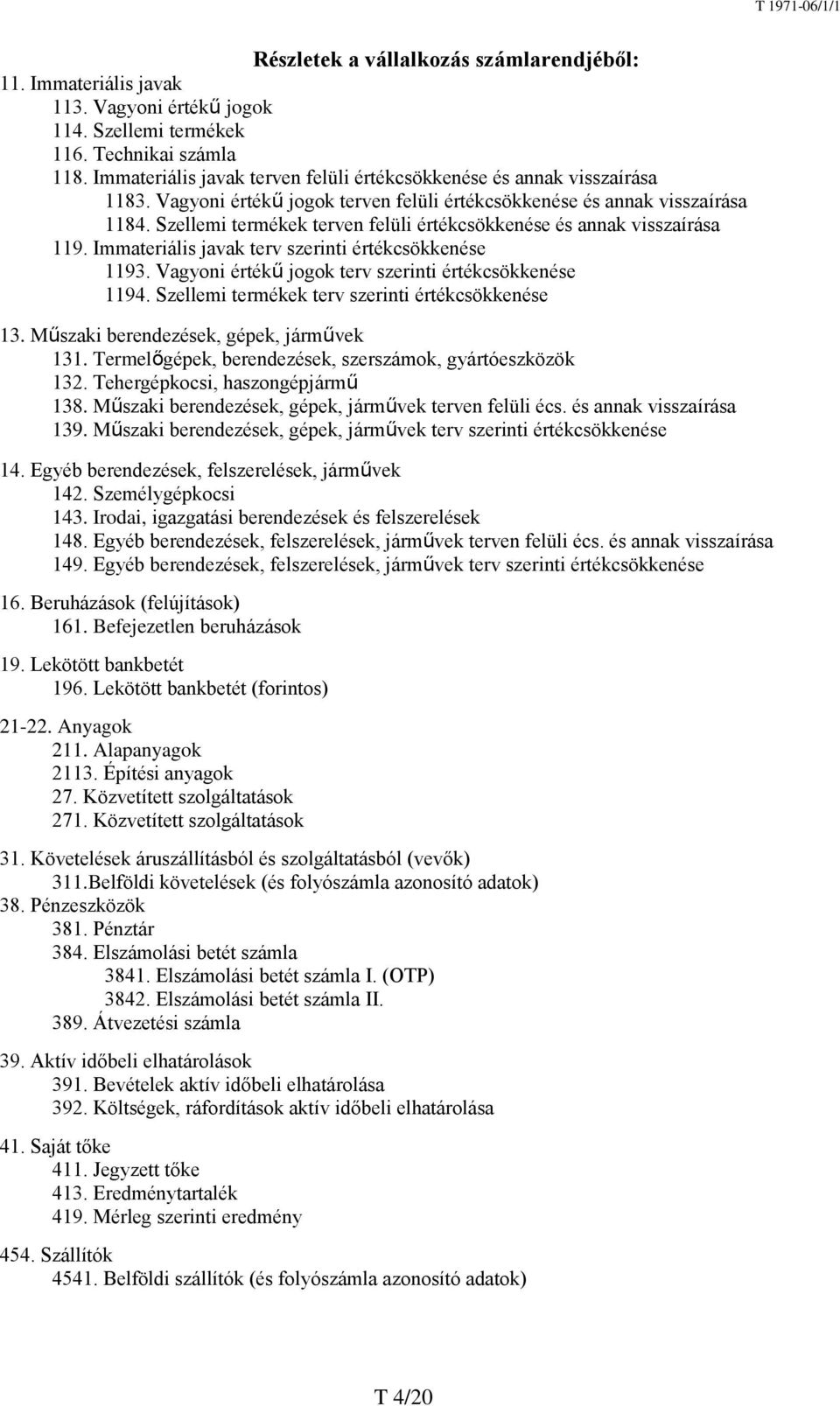 Szellemi termékek terven felüli értékcsökkenése és annak visszaírása 119. Immateriális javak terv szerinti értékcsökkenése 1193. Vagyoni értékű jogok terv szerinti értékcsökkenése 1194.