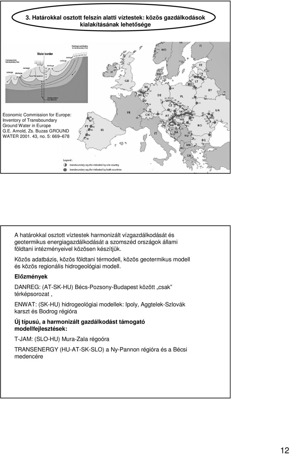 5: 669 678 A határokkal osztott víztestek harmonizált vízgazdálkodását és geotermikus energiagazdálkodását a szomszéd országok állami földtani intézményeivel közösen készítjük.