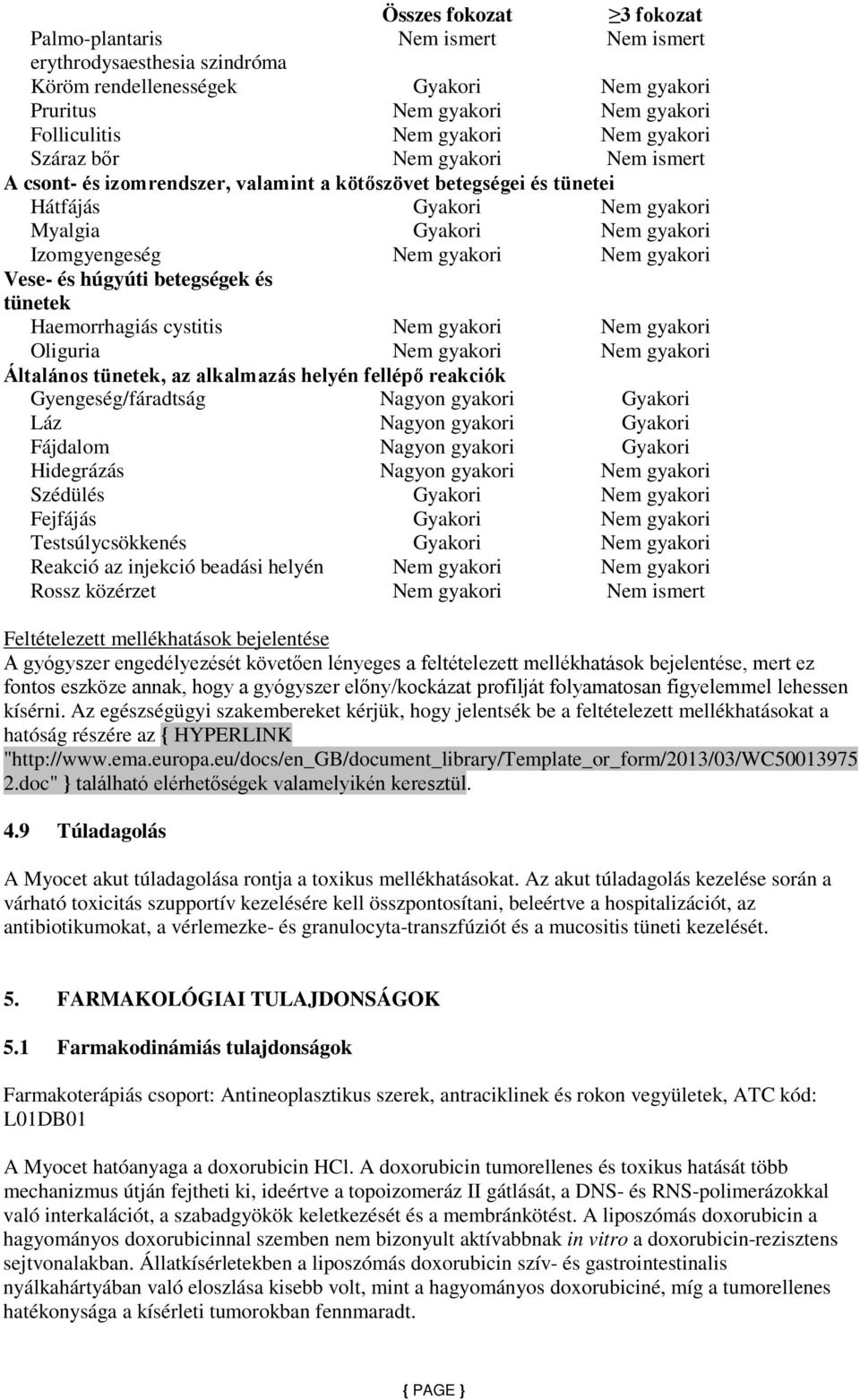 gyakori Vese- és húgyúti betegségek és tünetek Haemorrhagiás cystitis Nem gyakori Nem gyakori Oliguria Nem gyakori Nem gyakori Általános tünetek, az alkalmazás helyén fellépő reakciók