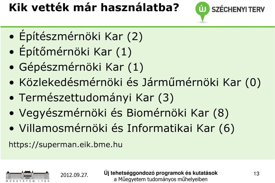 Közlekedésmérnöki és Járműmérnöki Kar (0) Természettudományi Kar