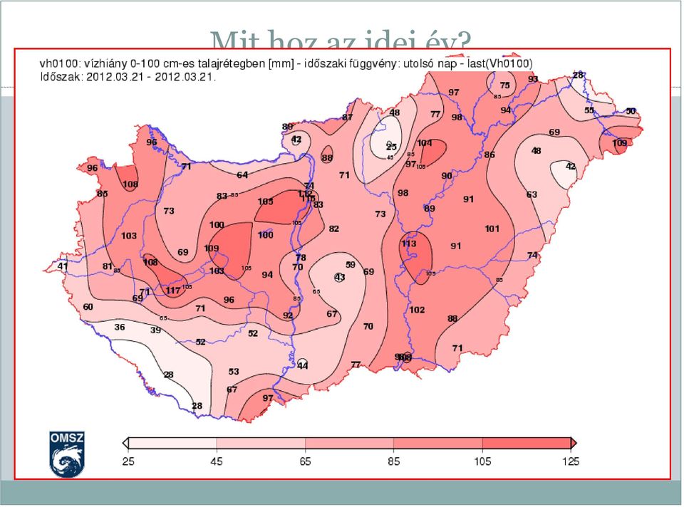 (<1 mm országos átlagban) Átlagosan