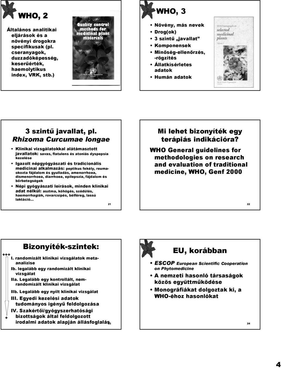 Rhizoma Curcumae longae Klinikai vizsgálatokkal alátámasztott javallatok: savas, flatulens és atoniás dyspepsia kezelése Igazolt népgyógyászati és tradicionális medicinai alkalmazás: peptikus fekély,