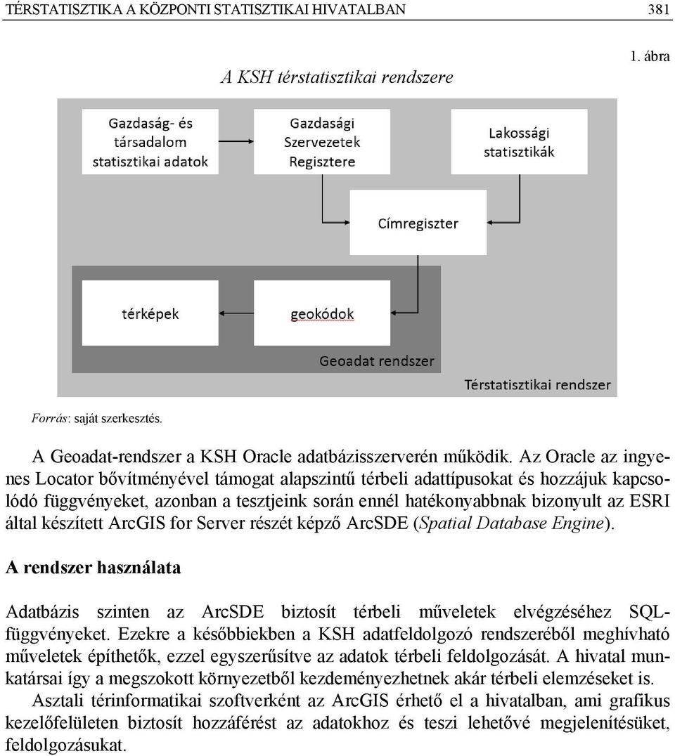 készített ArcGIS for Server részét képző ArcSDE (Spatial Database Engine). A rendszer használata Adatbázis szinten az ArcSDE biztosít térbeli műveletek elvégzéséhez SQLfüggvényeket.