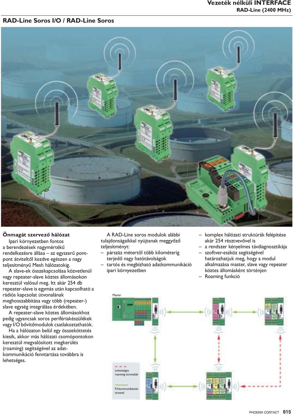 Itt akár 254 db repeater-slave is egymás után kapcsolható a rádiós kapcsolat útvonalának meghosszabbítása vagy több (repeater-) slave integrálása érdekében.