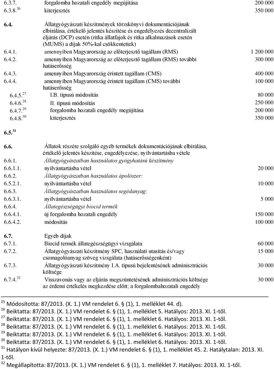 (MUMS) a díjak 50%-kal csökkentettek) 6.4.1. amennyiben Magyarország az előterjesztő tagállam (RMS) 1 200 000 6.4.2. amennyiben Magyarország az előterjesztő tagállam (RMS) további 300 000 hatáserősség 6.