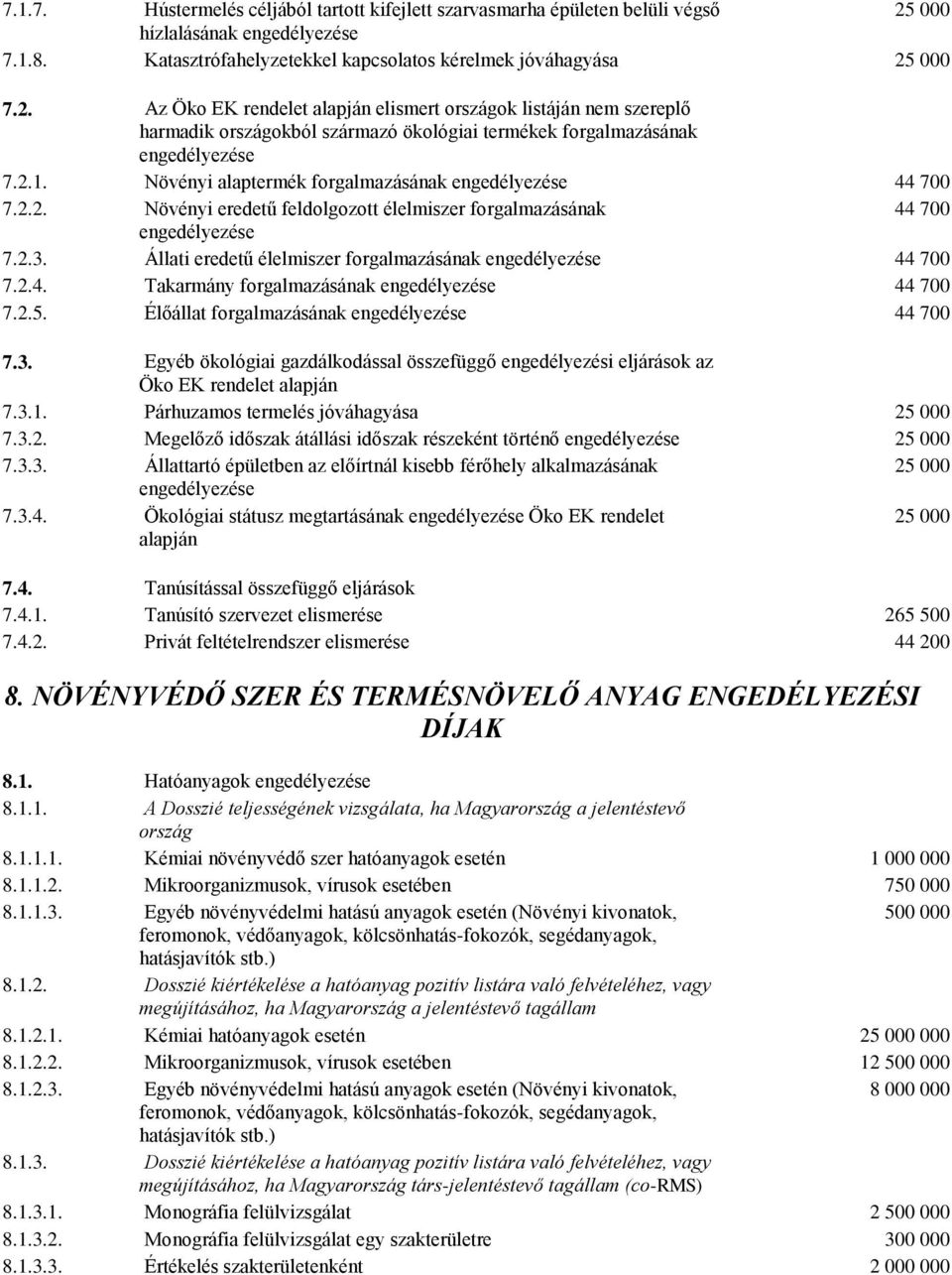 000 7.2. Az Öko EK rendelet alapján elismert országok listáján nem szereplő harmadik országokból származó ökológiai termékek forgalmazásának engedélyezése 7.2.1.