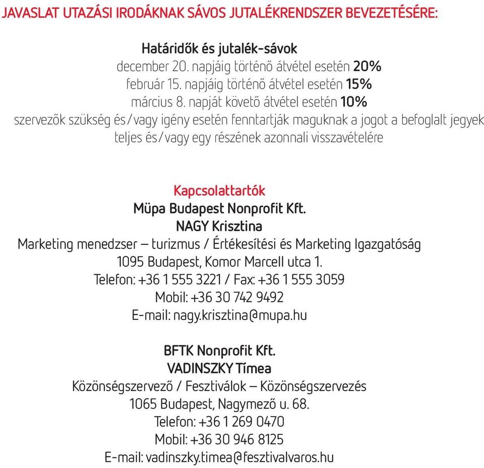 Budapest Nonprofit Kft. NAGY Krisztina Marketing menedzser turizmus / Értékesítési és Marketing Igazgatóság 1095 Budapest, Komor Marcell utca 1.