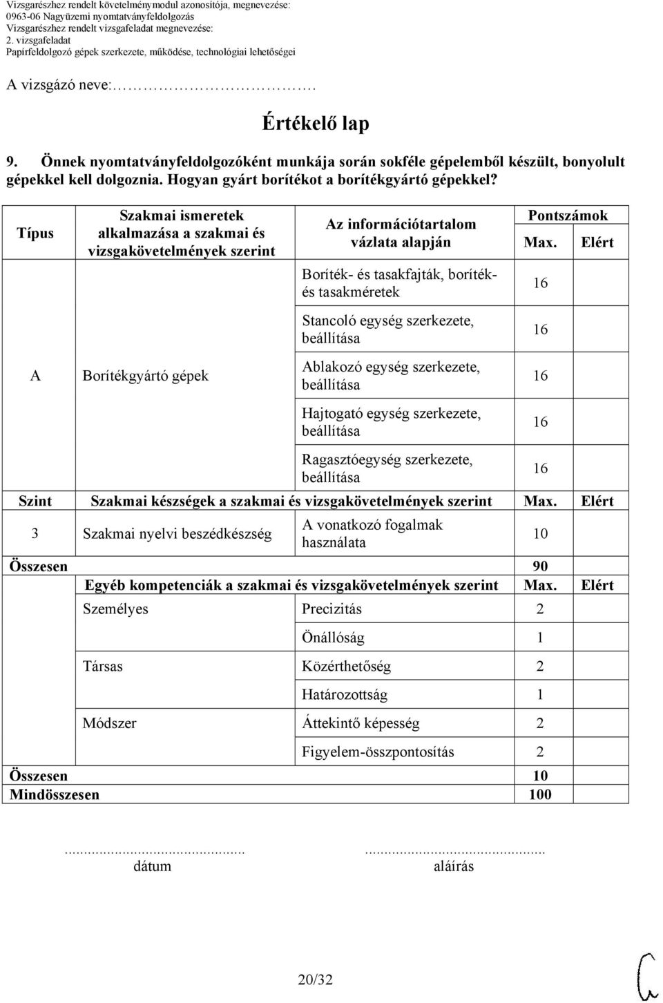 Elért Boríték- és tasakfajták, borítékés tasakméretek 16 Stancoló egység szerkezete, beállítása 16 A Borítékgyártó gépek Ablakozó egység szerkezete, beállítása 16 Hajtogató egység szerkezete,