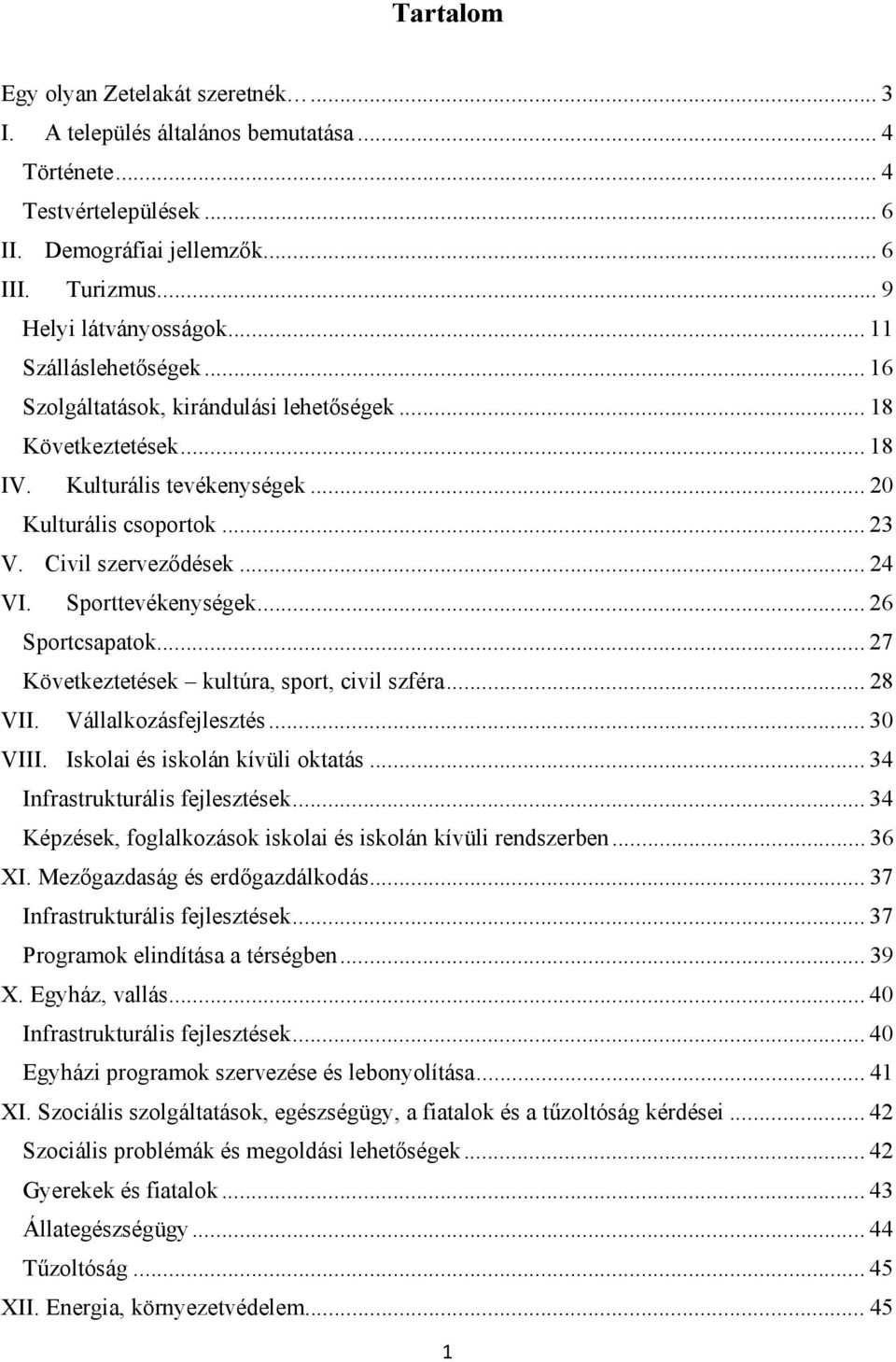 Sporttevékenységek... 26 Sportcsapatok... 27 Következtetések kultúra, sport, civil szféra... 28 VII. Vállalkozásfejlesztés... 30 VIII. Iskolai és iskolán kívüli oktatás.