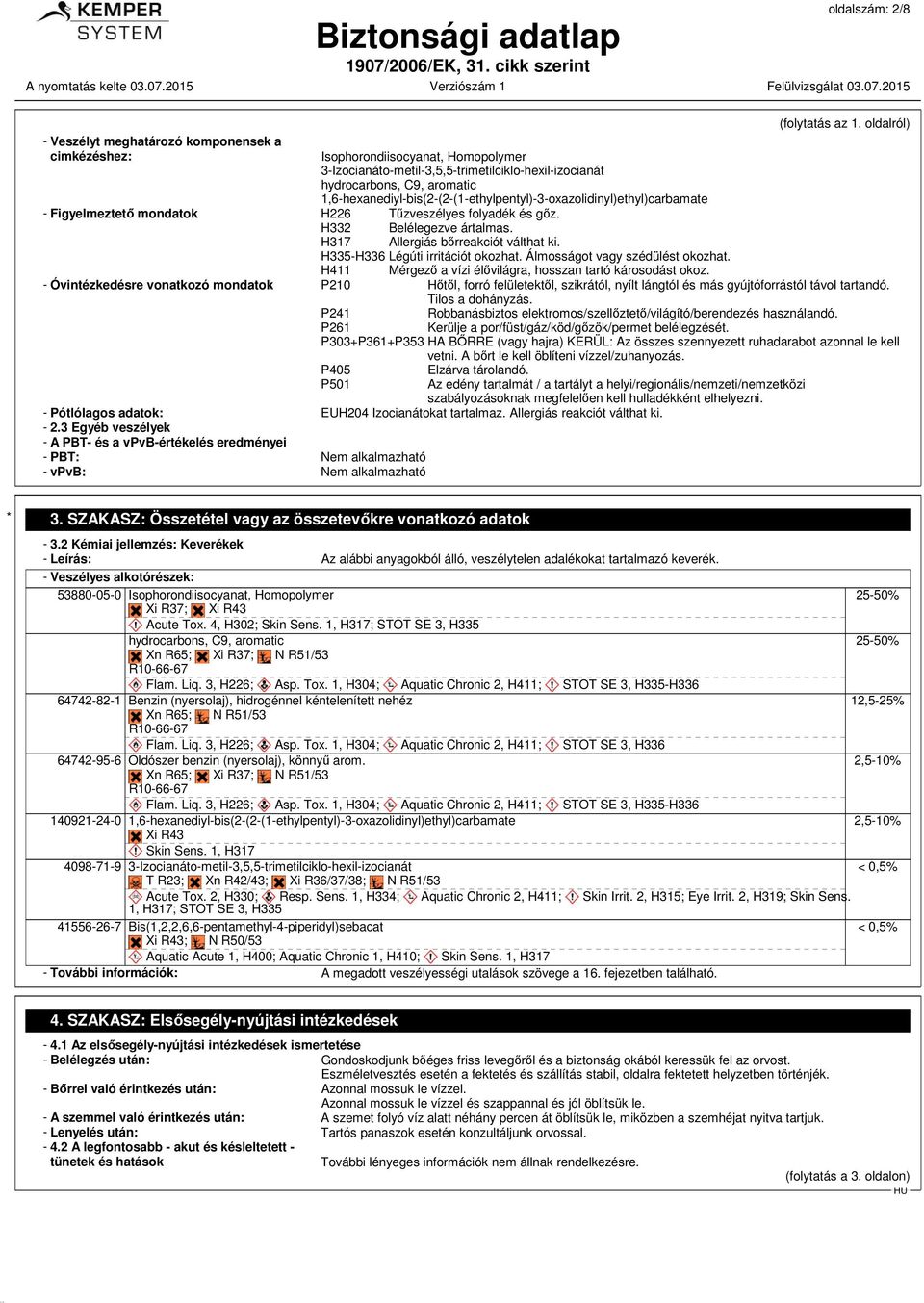 H317 Allergiás bőrreakciót válthat ki. H335-H336 Légúti irritációt okozhat. Álmosságot vagy szédülést okozhat. H411 Mérgező a vízi élővilágra, hosszan tartó károsodást okoz.