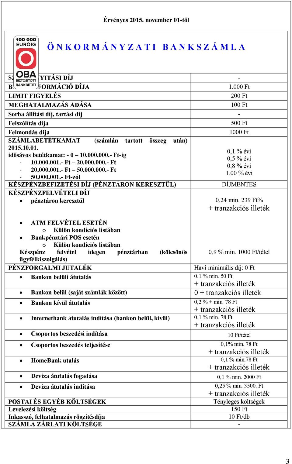 .10.01. idősávos betétkamat: - 0 10.000.000.- Ft-ig - 10.000.001.