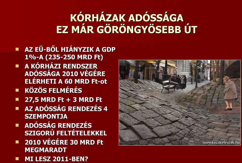 Ft-ot KÖZÖS FELMÉRÉS 27,5 MRD Ft + 3 MRD Ft AZ ADÓSSÁG RENDEZÉS 4 SZEMPONTJA