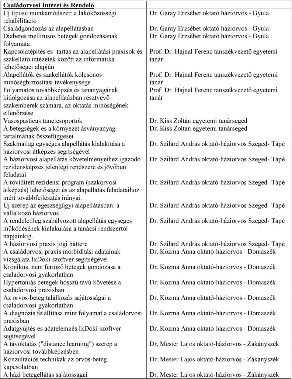 kidolgozása az alapellátásban résztvevő szakemberek számára, az oktatás minőségének ellenőrzése Vasospasticus tünetcsoportok A betegségek és a környezet ásványanyag tartalmának összefüggései