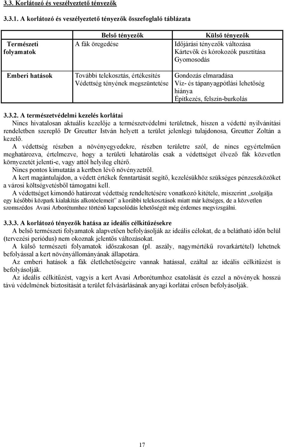 Külső tényezők Időjárási tényezők változása Kártevők és kórokozók pusztítása Gyomosodás Gondozás elmaradása Víz- és tápanyagpótlási lehetőség hiánya Építkezés, felszín-burkolás 3.3.2.