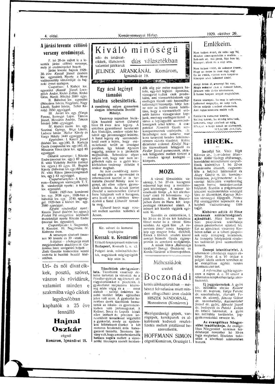 Locspech Andor, Krekó Zolán, Krekó Géz, Mrák Mhály) 3580 egys. II. Báboln lev. egyesüle (Mzáros Isván, Ngymre, Ngy László, zbó Isván, Teller Károly) 3550 egységgel. III. Ászár lev. egy. (Vrg Ferenc, omogy Ljos.