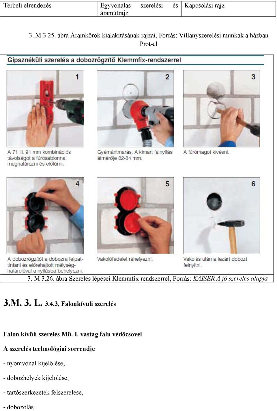 ábra Szerelés lépései Klemmfix rendszerrel, Forrás: KAISER A jó szerelés alapja 3.M. 3. L. 3.4.