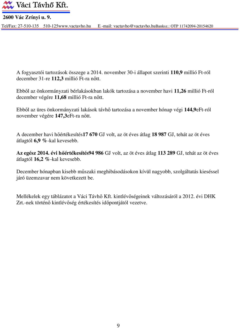 Ebből az önkormányzati bérlakásokban lakók tartozása a november havi 11,26 millió Ft-ról december végére 11,68 millió Ft-ra nőtt.