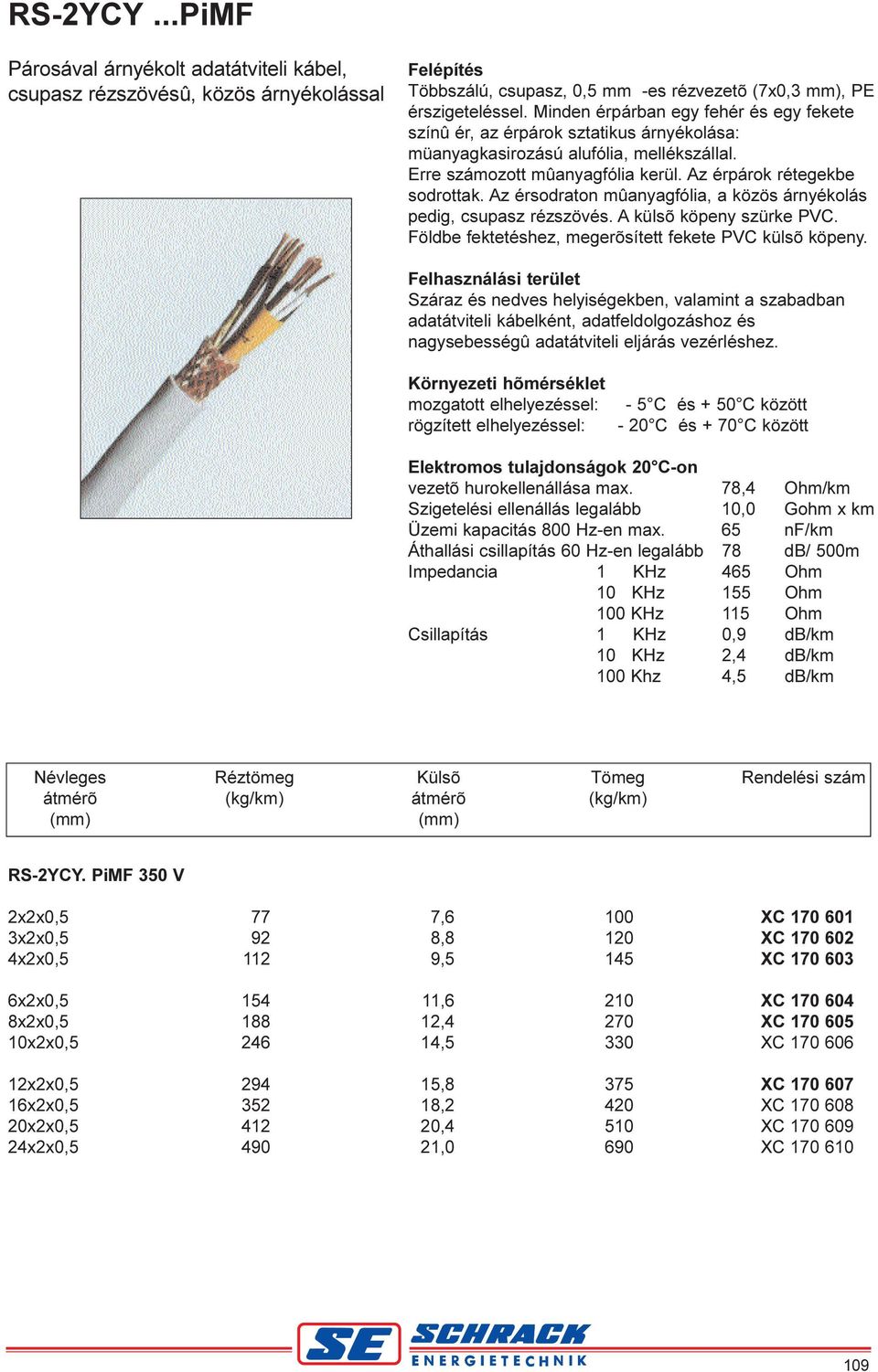 Az érsodraton mûanyagfólia, a közös árnyékolás pedig, csupasz rézszövés. A külsõ köpeny szürke PVC. Földbe fektetéshez, megerõsített fekete PVC külsõ köpeny.