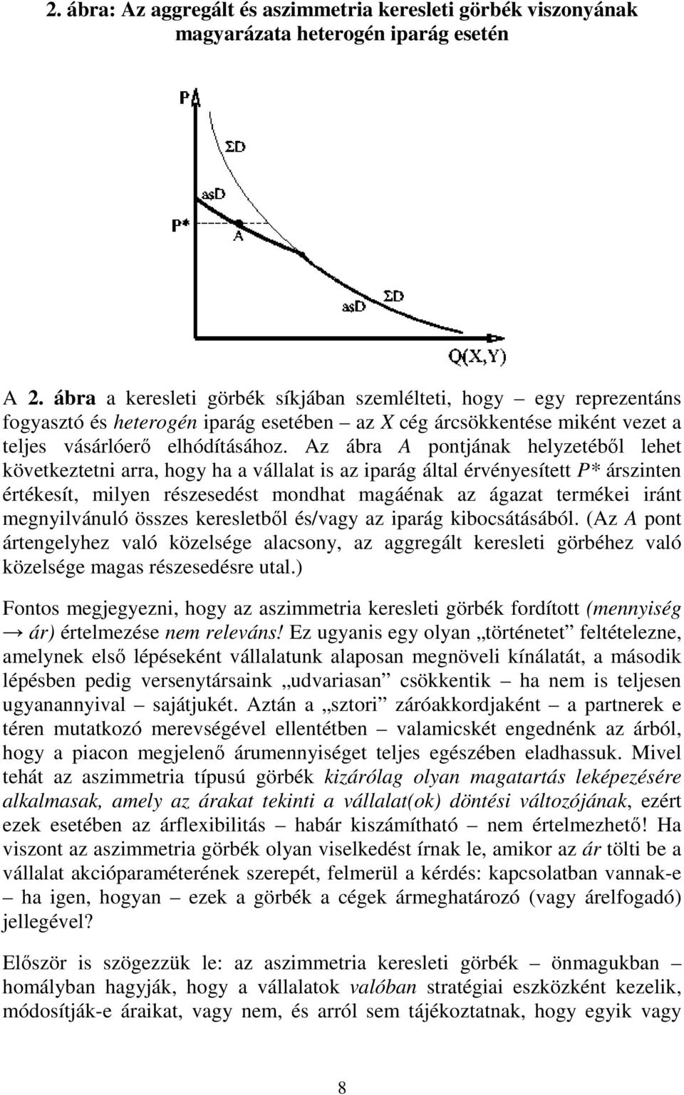 Az ábra A pontjának helzetébıl lehet következtetni arra, hog ha a vállalat is az iparág által érvénesített P* árszinten értékesít, milen részesedést mondhat magáénak az ágazat termékei iránt