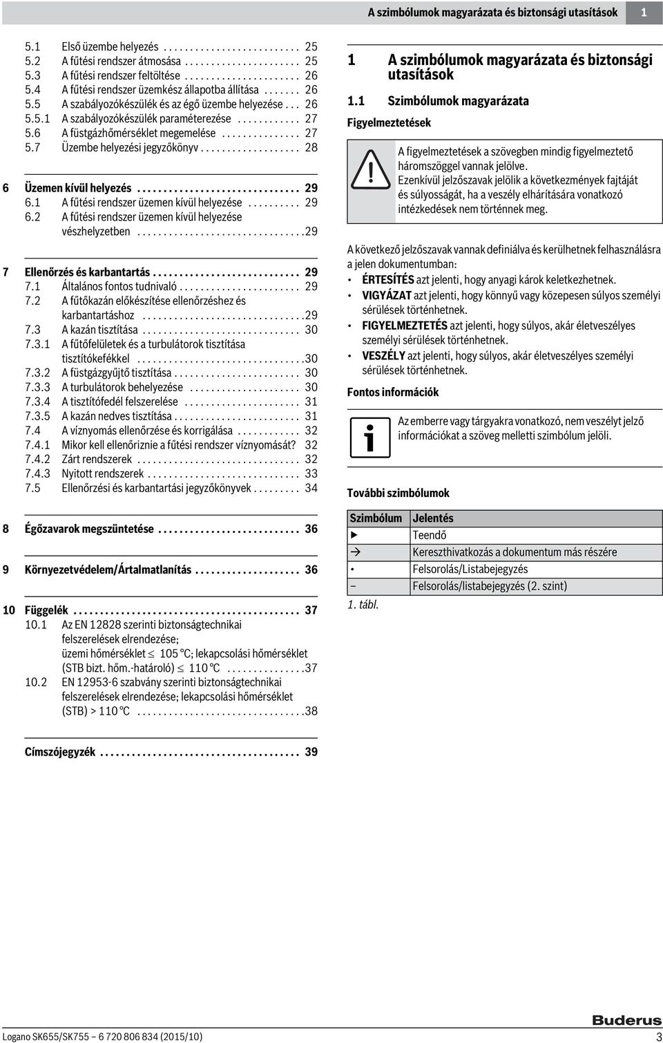 6 A füstgázhőmérséklet megemelése............... 7 5.7 Üzembe helyezési jegyzőkönyv................... 8 6 Üzemen kívül helyezés............................... 9 6.