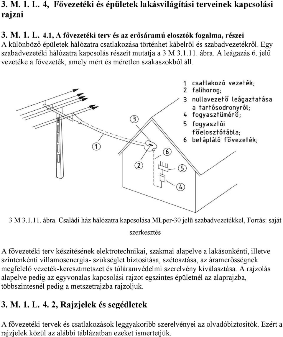 A leágazás 6. jelű vezetéke a fővezeték, amely mért és méretlen szakaszokból áll. 3 M 3.1.11. ábra.