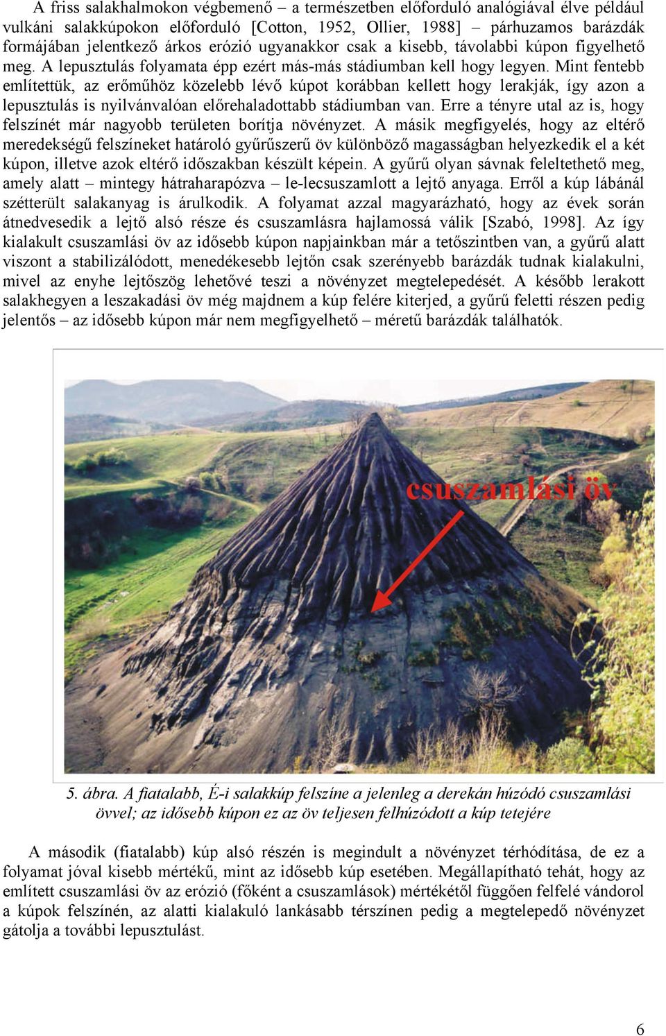 Mint fentebb említettük, az erőműhöz közelebb lévő kúpot korábban kellett hogy lerakják, így azon a lepusztulás is nyilvánvalóan előrehaladottabb stádiumban van.