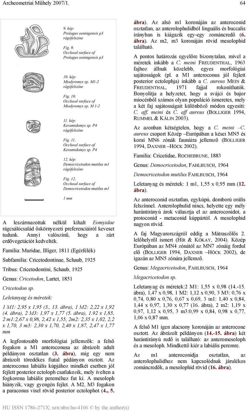 Leletanyag és méretek: 1 M1: 2,95 x 1,95 (3., 13. ábra), 1 