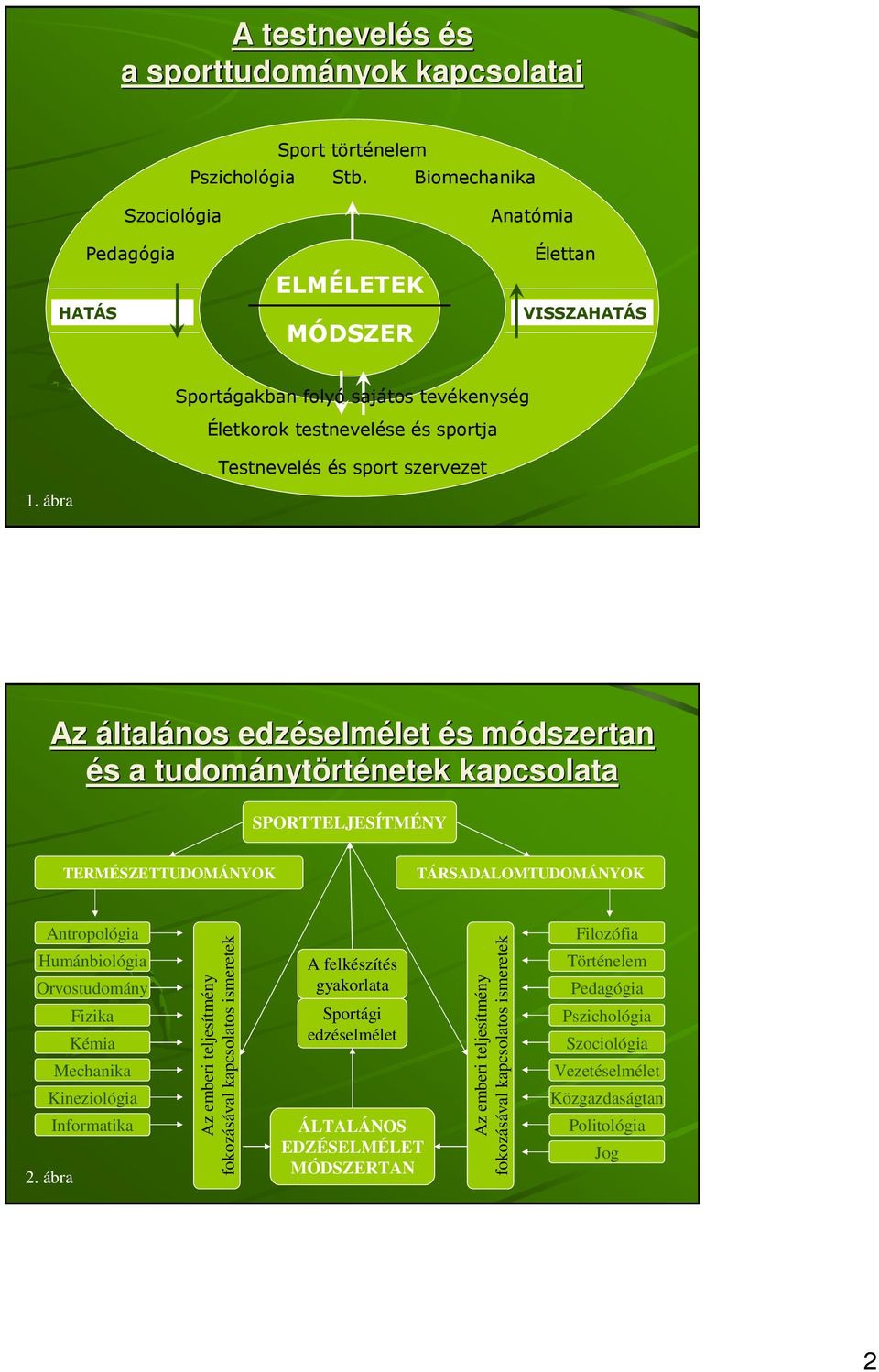 ábra Az általános edzéselm selmélet let és s módszertan m és s a tudományt nytörténetek kapcsolata SPORTTELJESÍTMÉNY TERMÉSZETTUDOMÁNYOK TÁRSADALOMTUDOMÁNYOK Antropológia Humánbiológia Orvostudomány