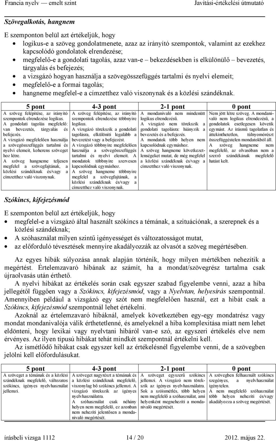 hangneme megfelel-e a címzetthez való viszonynak és a közlési szándéknak. A szöveg felépítése, az irányító szempontok elrendezése logikus.