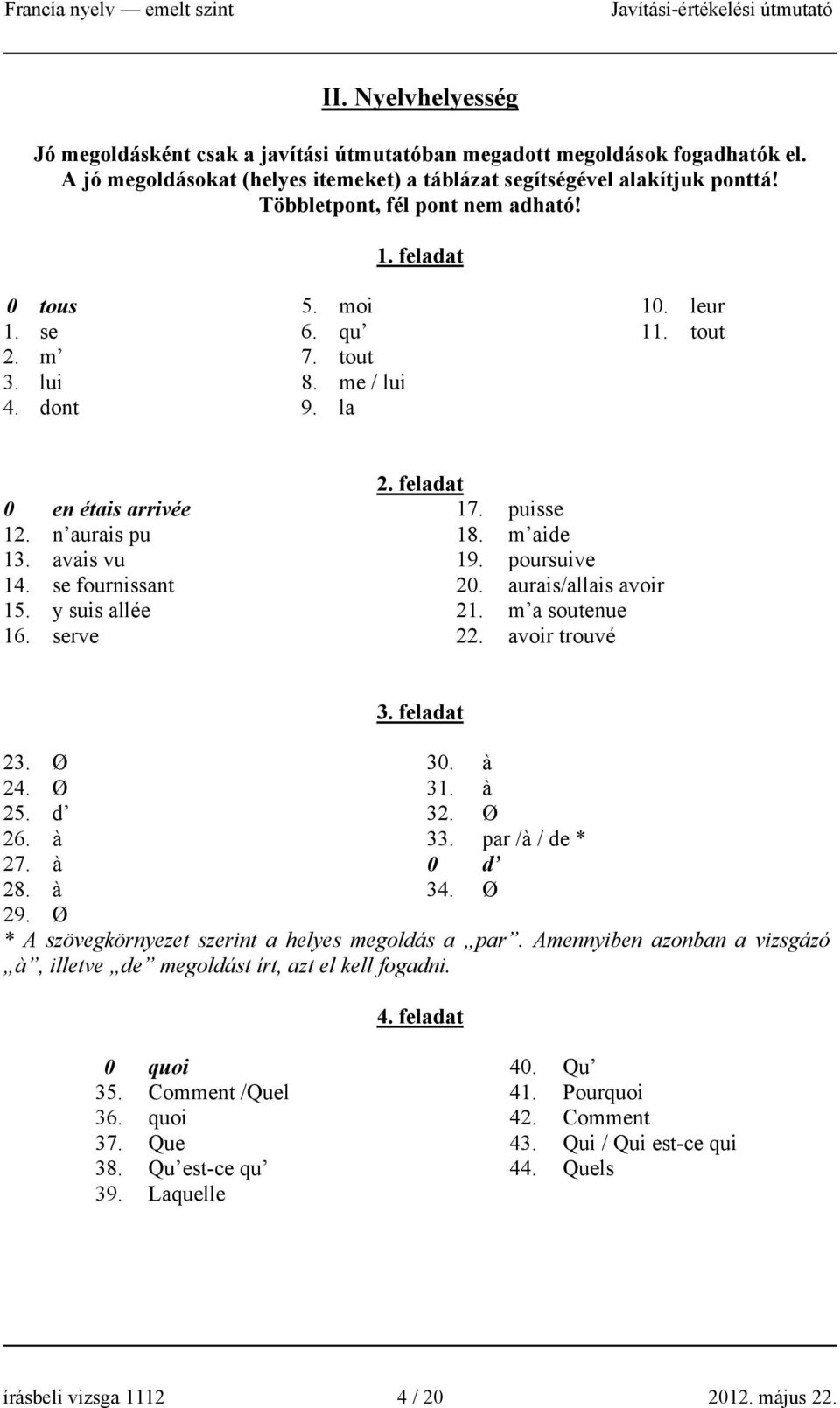 m aide 13. avais vu 19. poursuive 14. se fournissant 20. aurais/allais avoir 15. y suis allée 21. m a soutenue 16. serve 22. avoir trouvé 3. feladat 23. Ø 30. à 24. Ø 31. à 25. d 32. Ø 26. à 33.