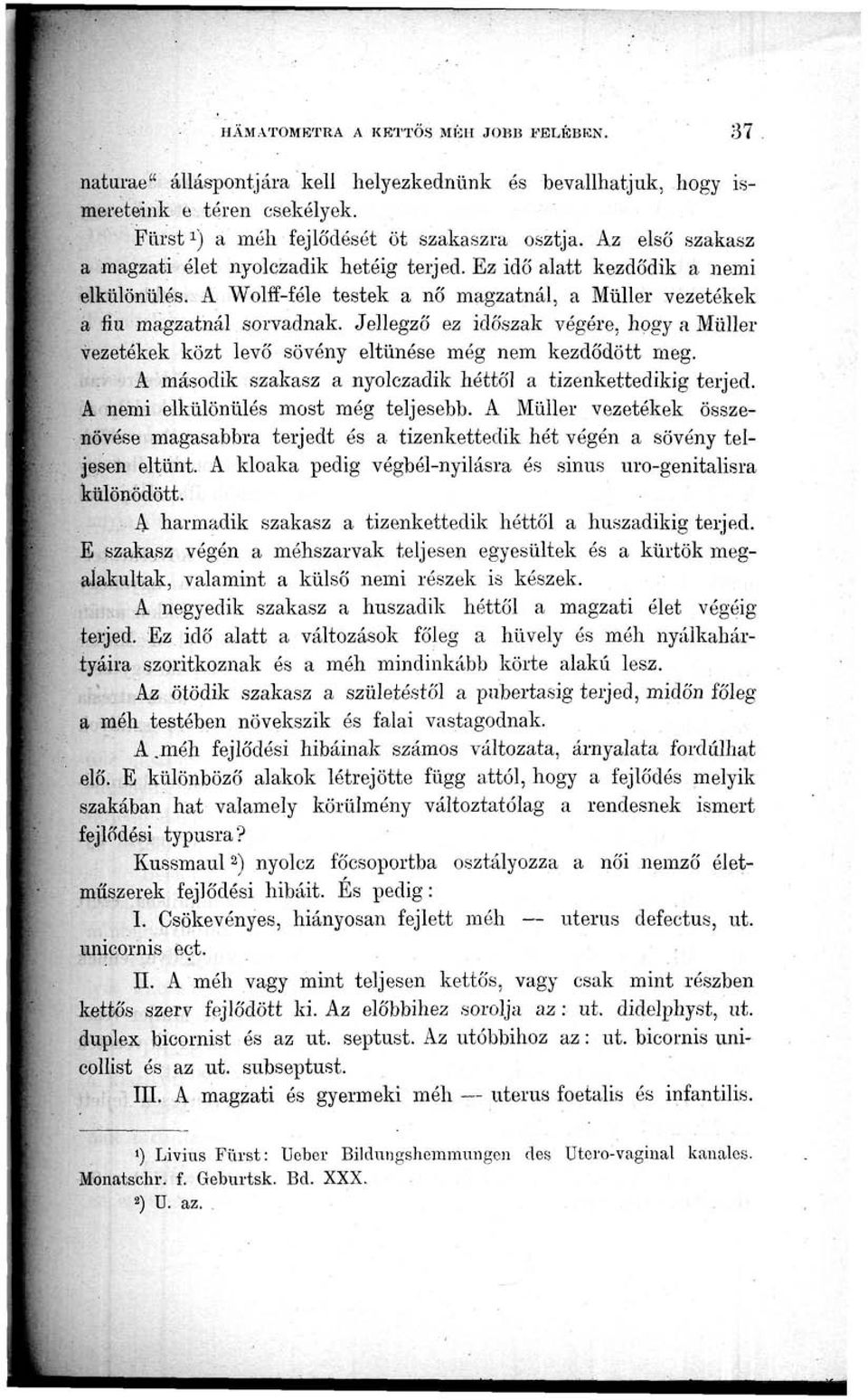 Jellegző ez időszak végére, hogy a Müller vezetékek közt levő sövény eltűnése még nem kezdődött meg. A második szakasz a nyolczadik héttől a tizenkettedikig terjed.