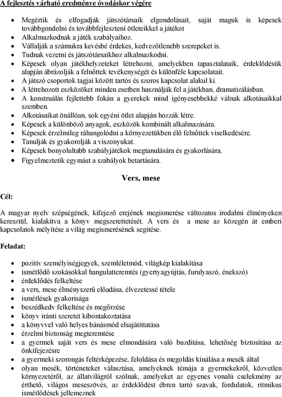 Képesek olyan játékhelyzeteket létrehozni, amelyekben tapasztalataik, érdeklıdésük alapján ábrázolják a felnıttek tevékenységét és különféle kapcsolatait.